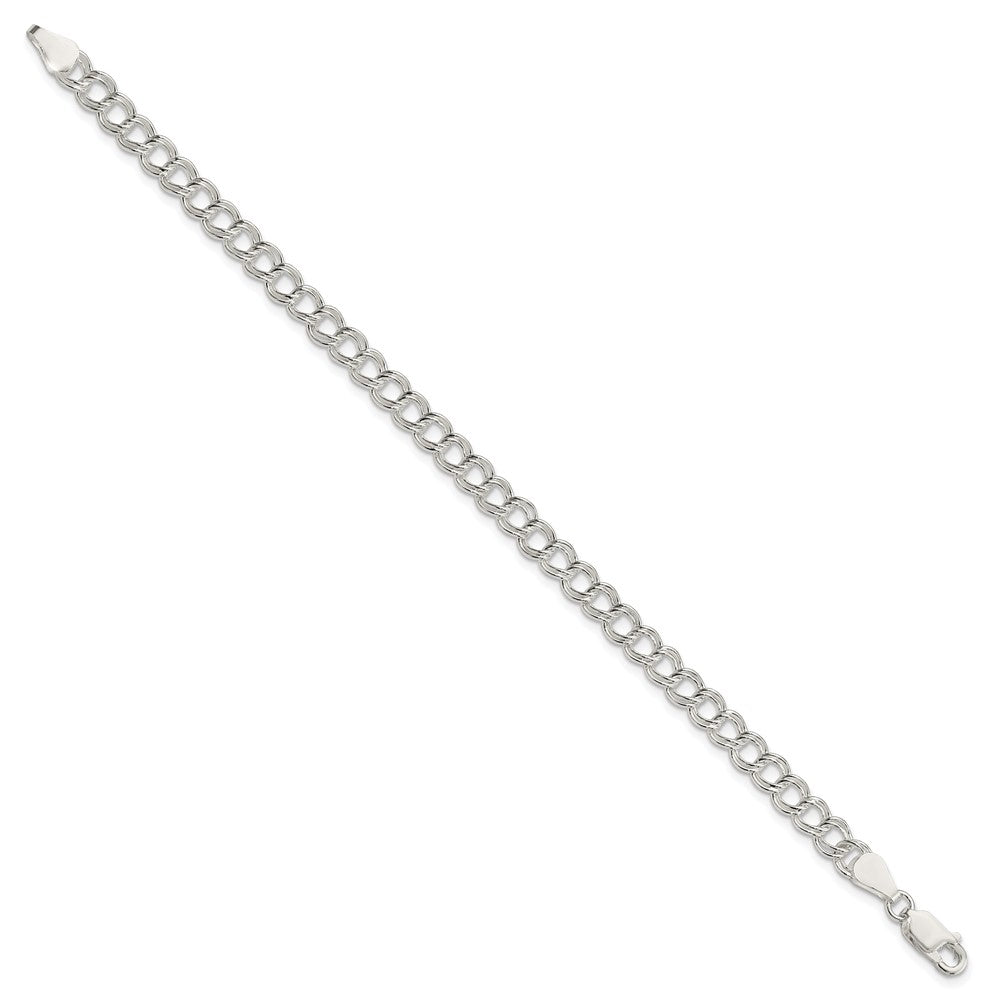 Sterling Silver Solid Double Link Charm Bracelet