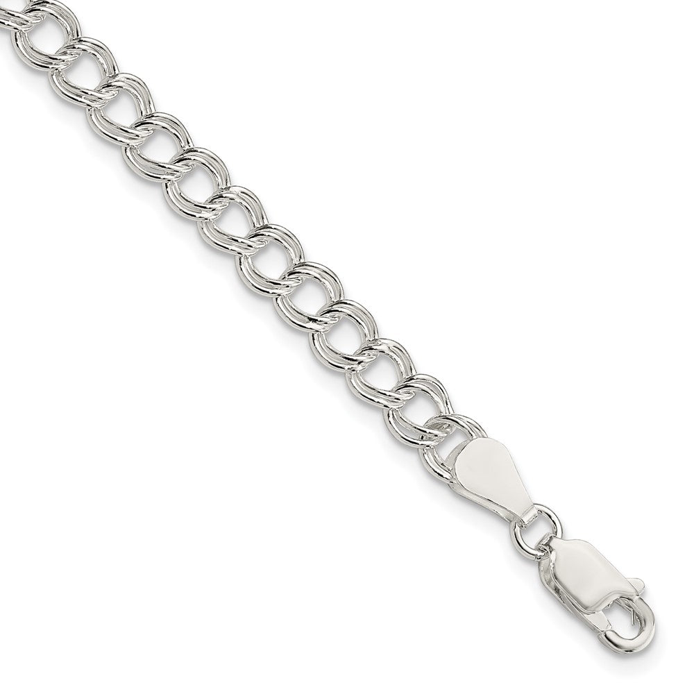 Sterling Silver Solid Double Link Charm Bracelet