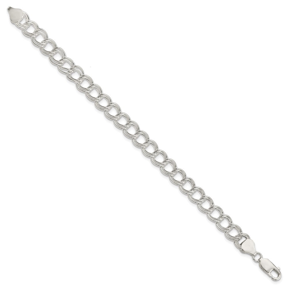 Sterling Silver Solid Double Link Charm Bracelet