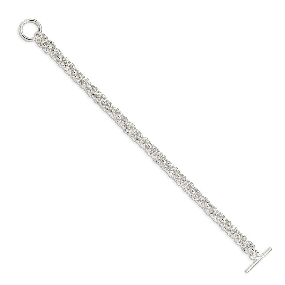Sterling Silver Polished Fancy Link Toggle Bracelet