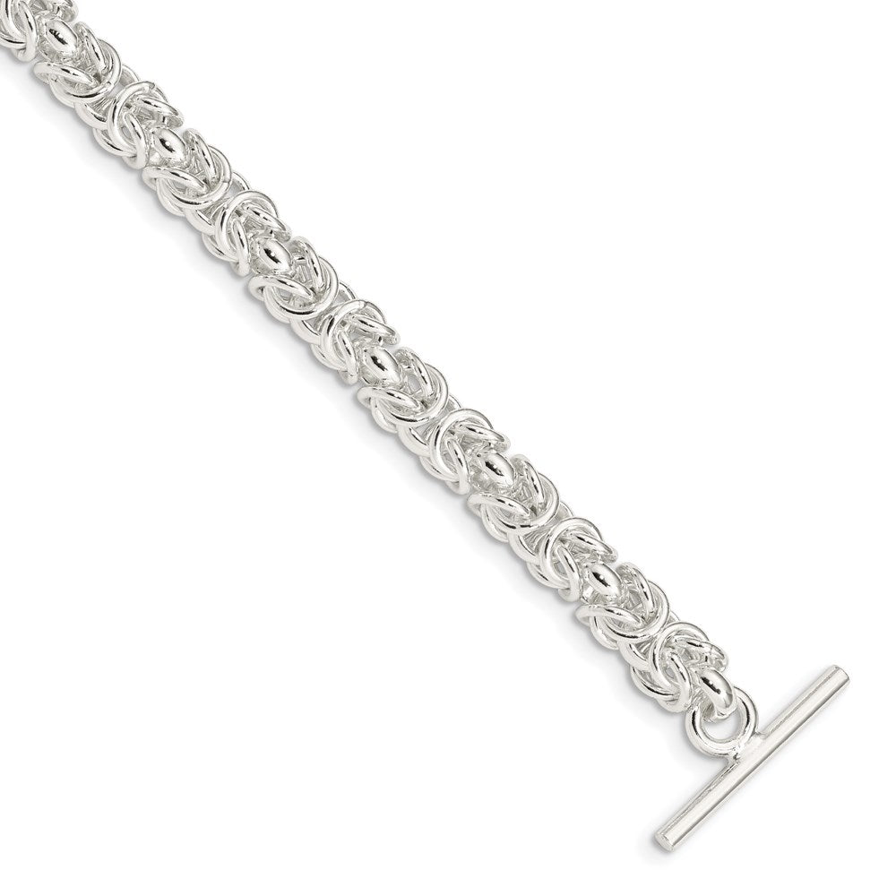 Sterling Silver Polished Fancy Link Toggle Bracelet