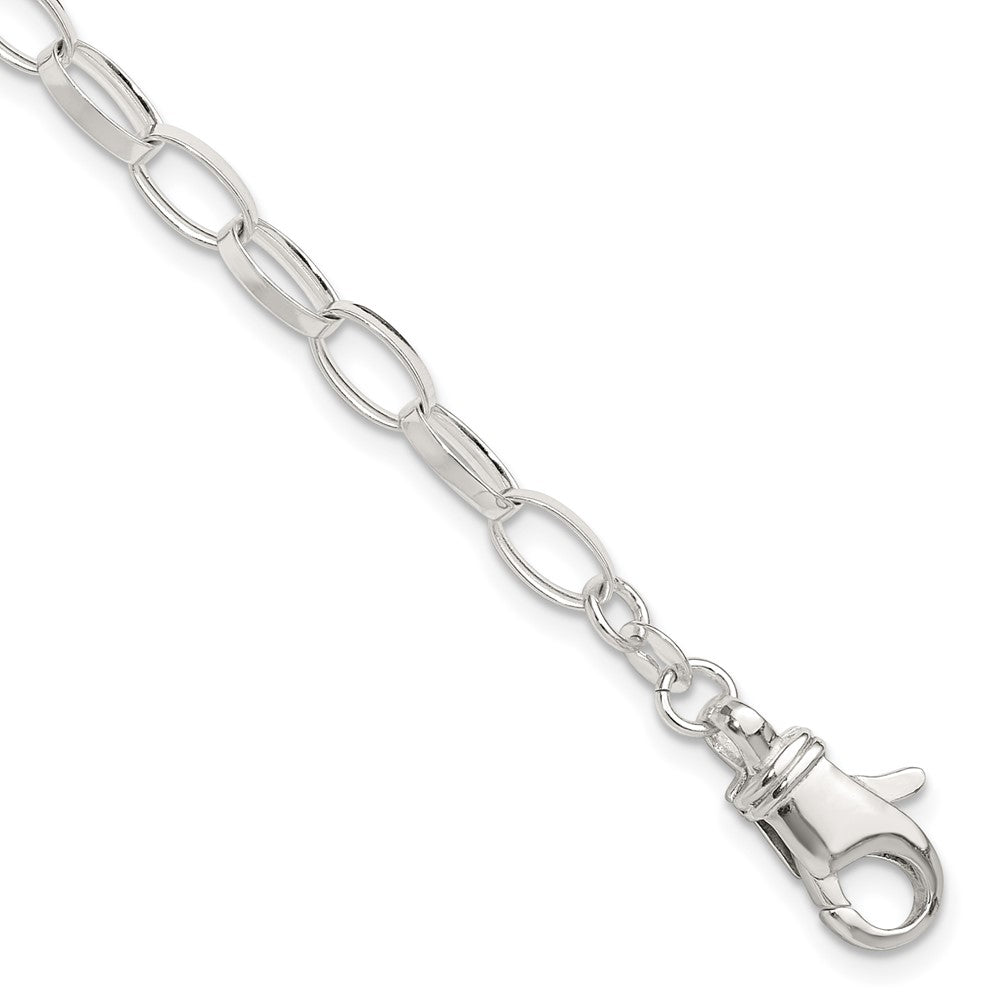 Sterling Silver Solid Polished Fancy Link Anklet