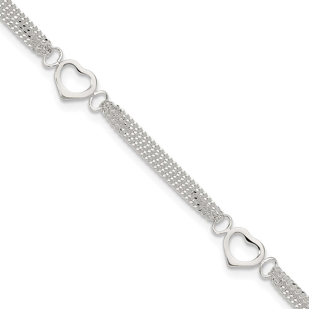 Sterling Silver Polished Heart Anklet