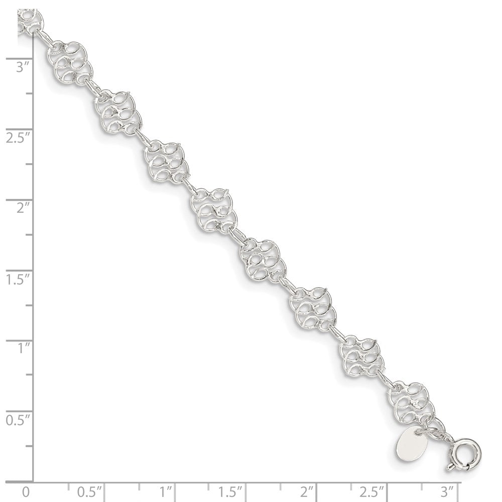 Sterling Silver Fancy Polished Anklet