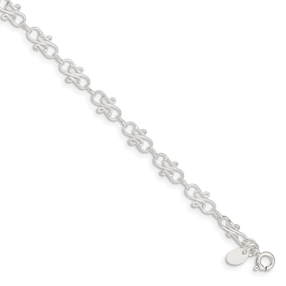 Sterling Silver Fancy Polished Anklet