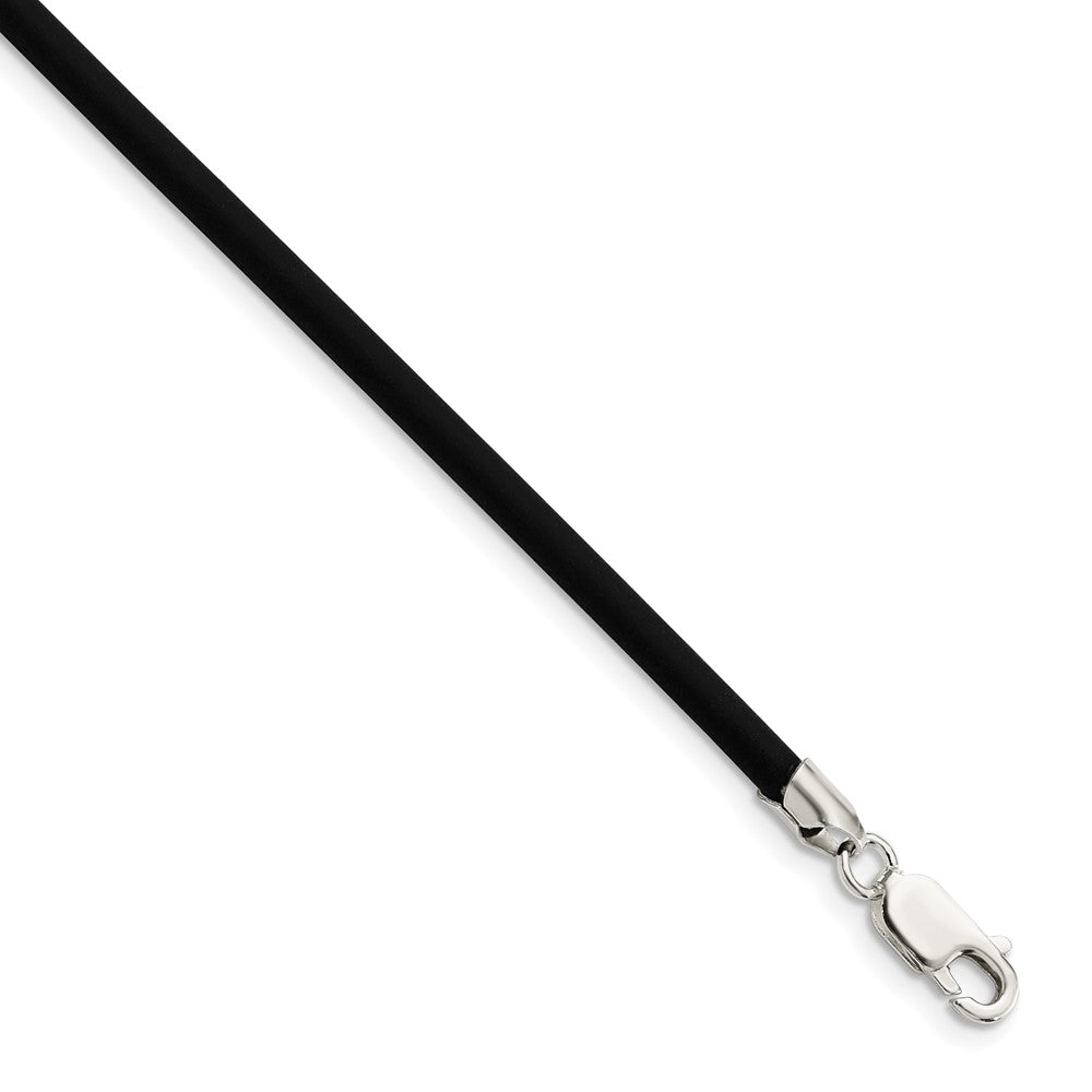 Sterling Silver Black Rubber Cord Necklace