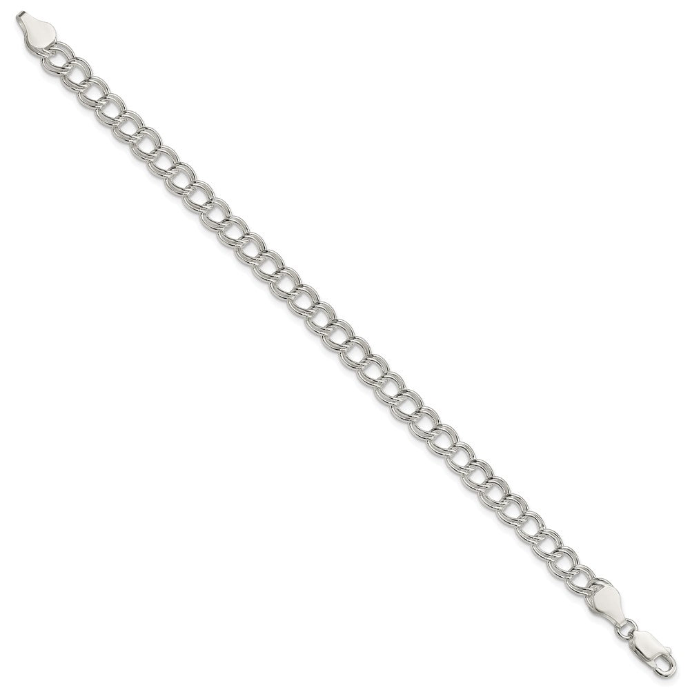 Sterling Silver Solid Double Link Charm Bracelet