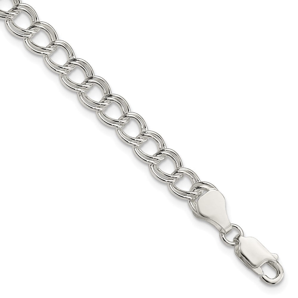 Sterling Silver Solid Double Link Charm Bracelet