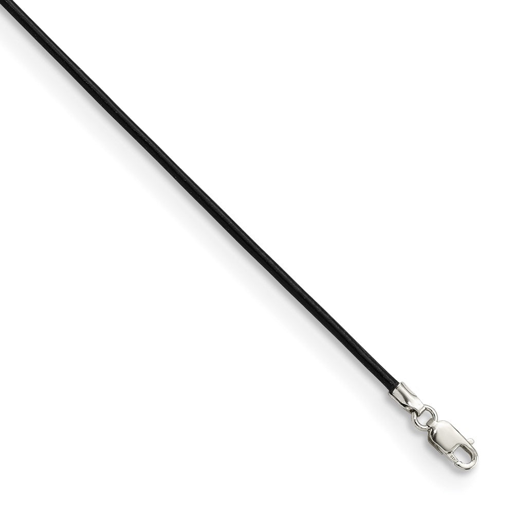 Sterling Silver Black Leather Cord Necklace