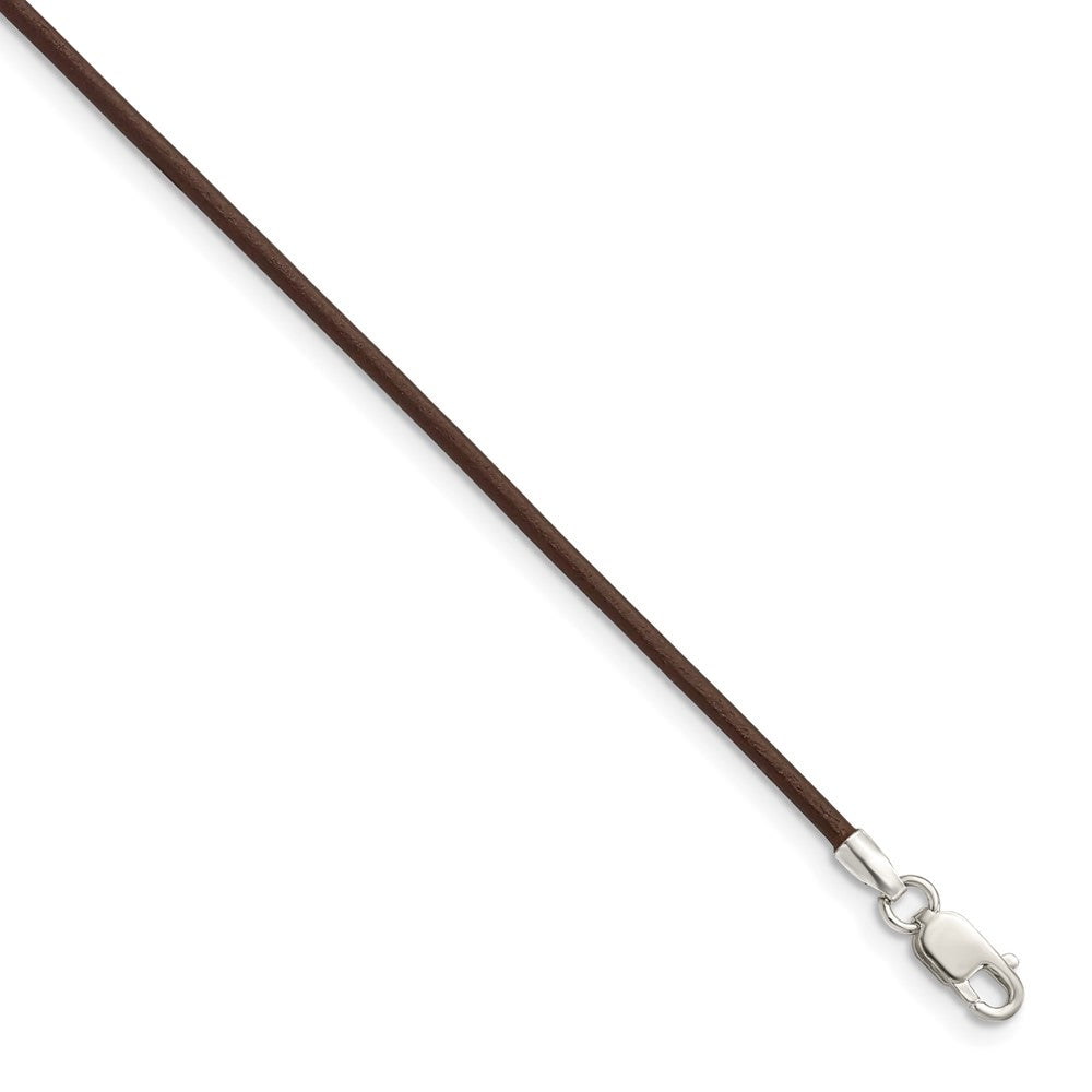 Sterling Silver Brown Leather Cord Necklace