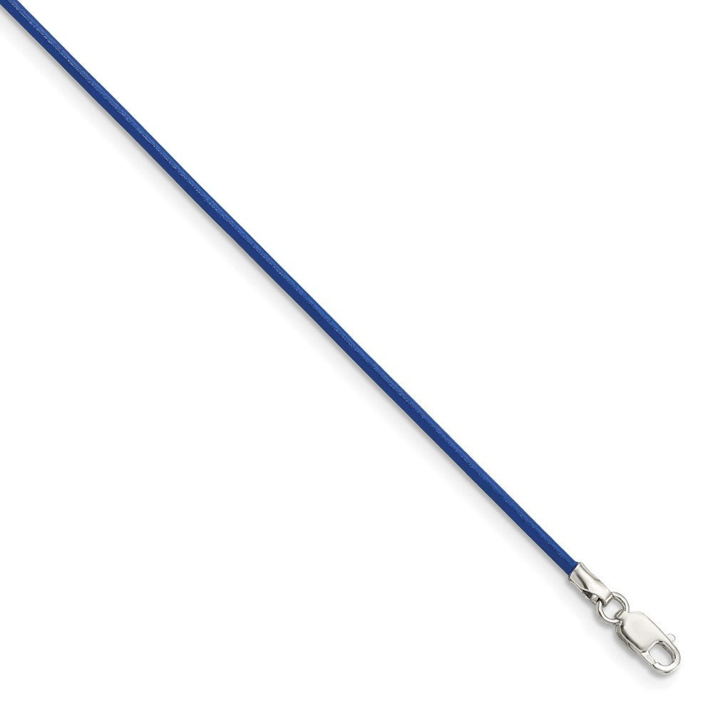 Sterling Silver Royal Blue Leather Cord Necklace