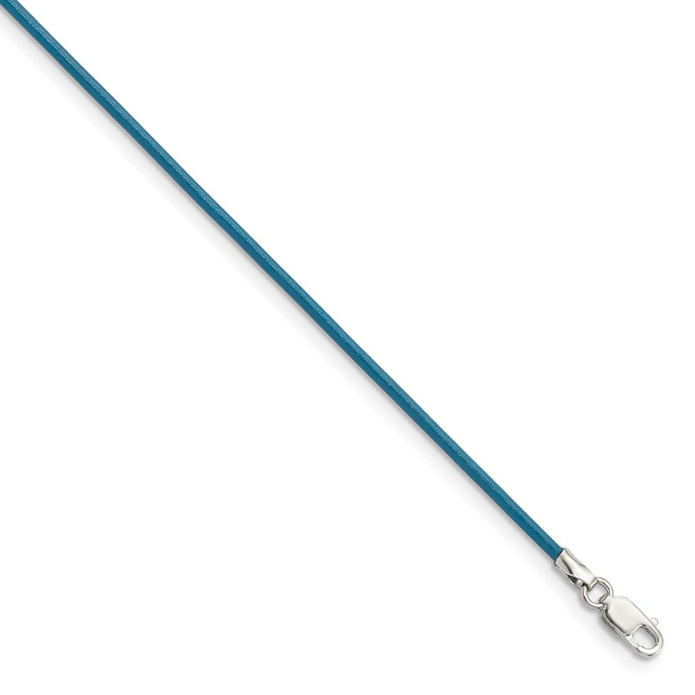 Sterling Silver Cornflower Leather Cord Necklace