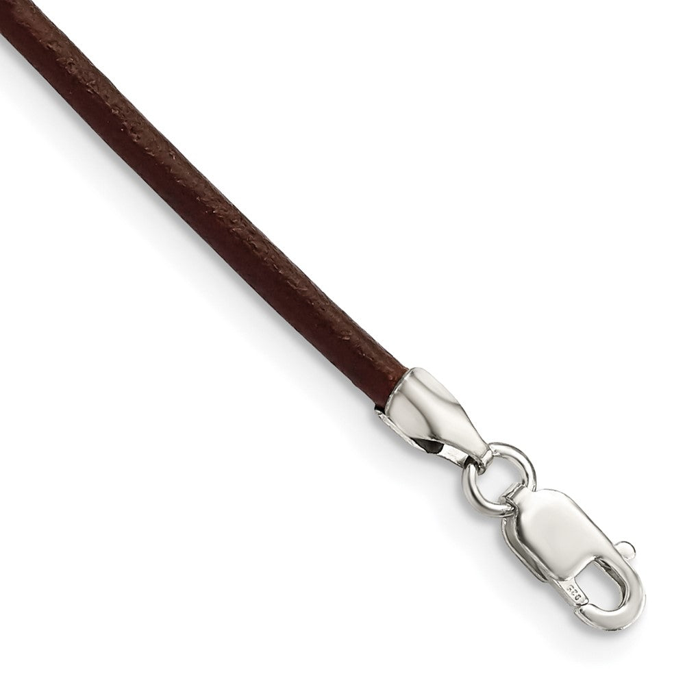 Sterling Silver Brown Leather Cord Necklace