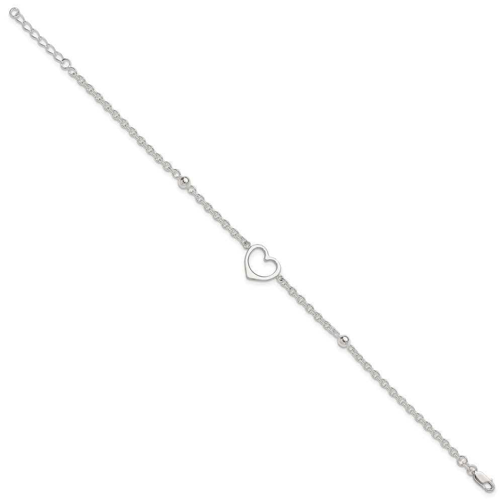 Sterling Silver Plus ext Heart Anklet