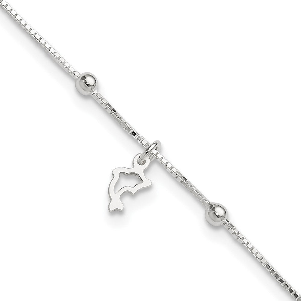 Sterling Silver Box Chain Plus Dolphin Anklet