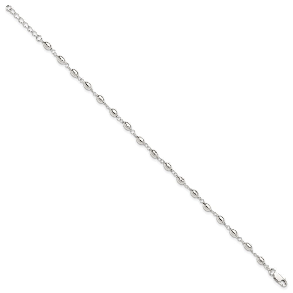 Sterling Silver Fancy Bead Anklet