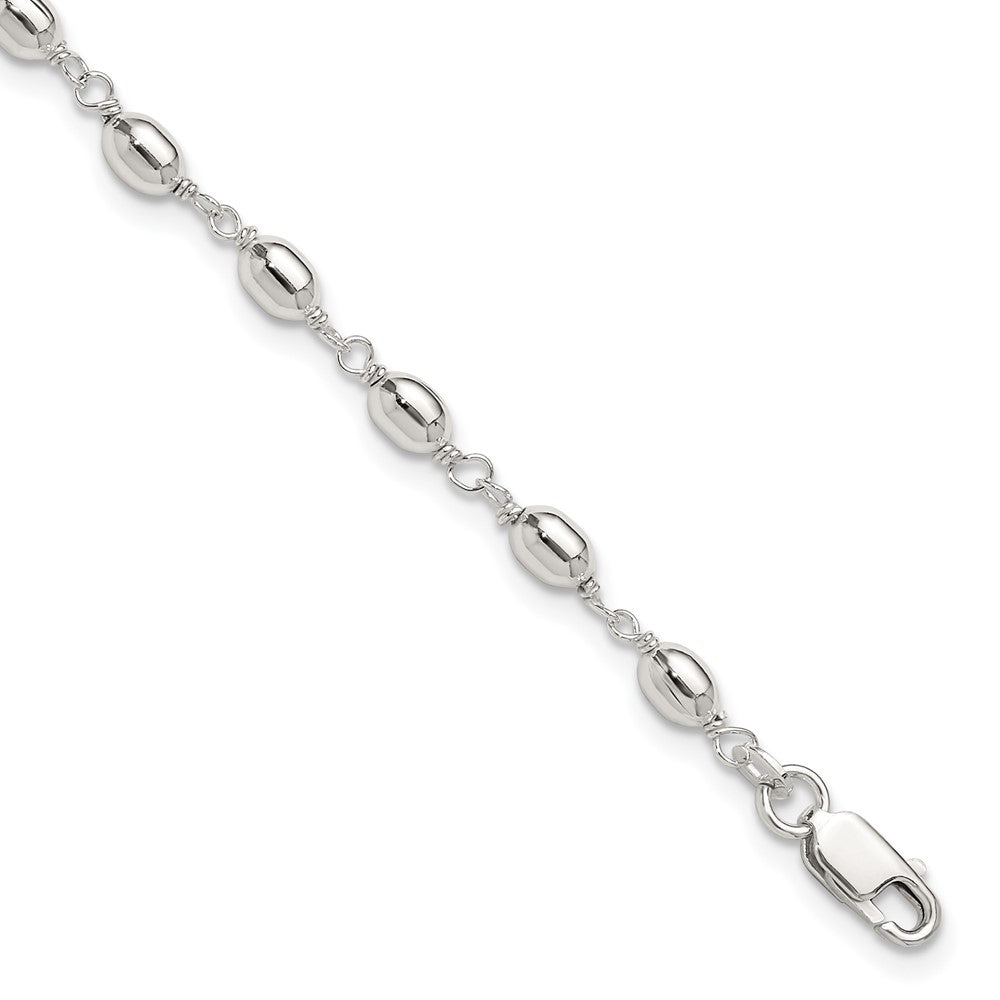 Sterling Silver Fancy Bead Anklet