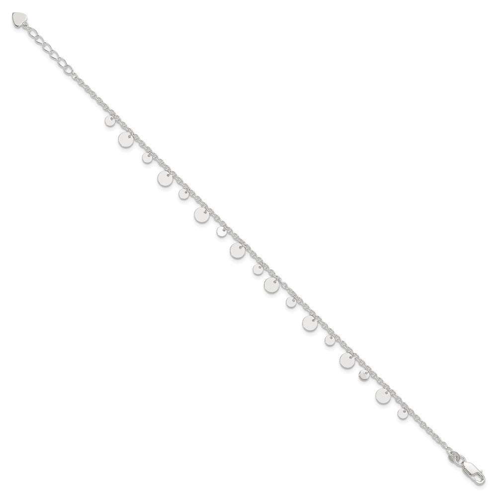 Sterling Silver Dangling Circle Plus ext Anklet