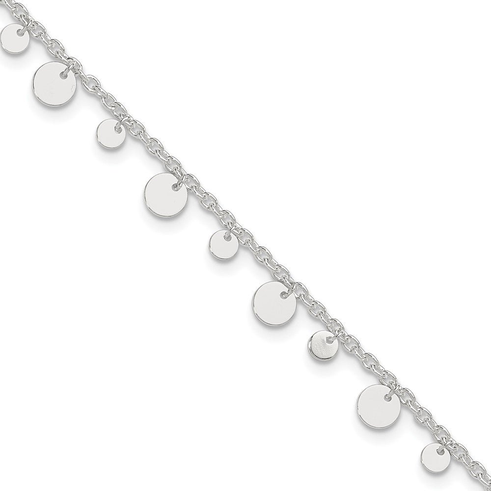 Sterling Silver Dangling Circle Plus ext Anklet