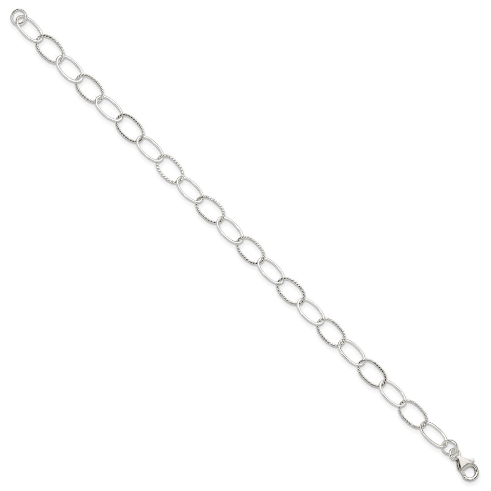 Sterling Silver Fancy Link Anklet