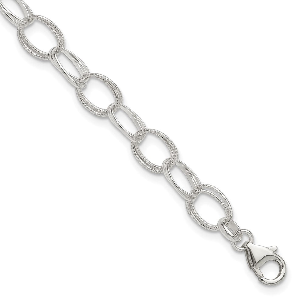 Sterling Silver Fancy Link Anklet