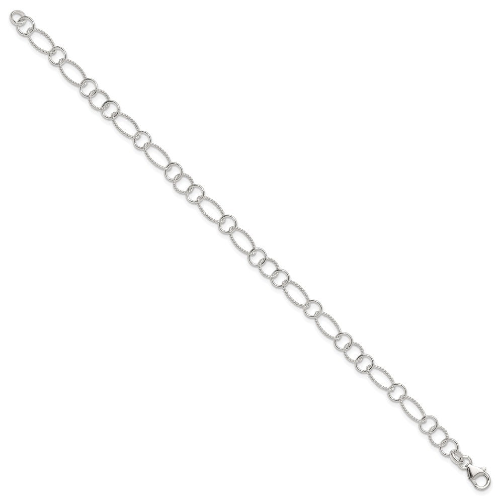 Sterling Silver Fancy Link Anklet