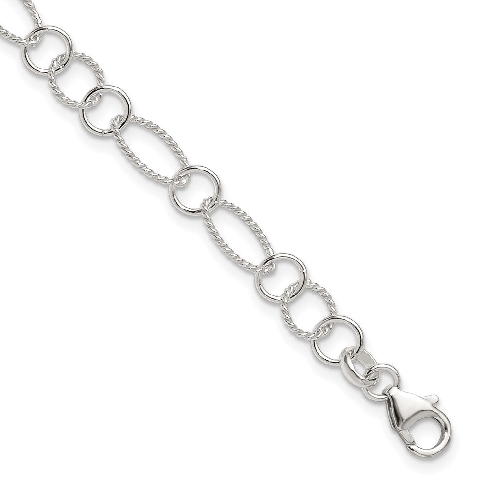 Sterling Silver Fancy Link Anklet