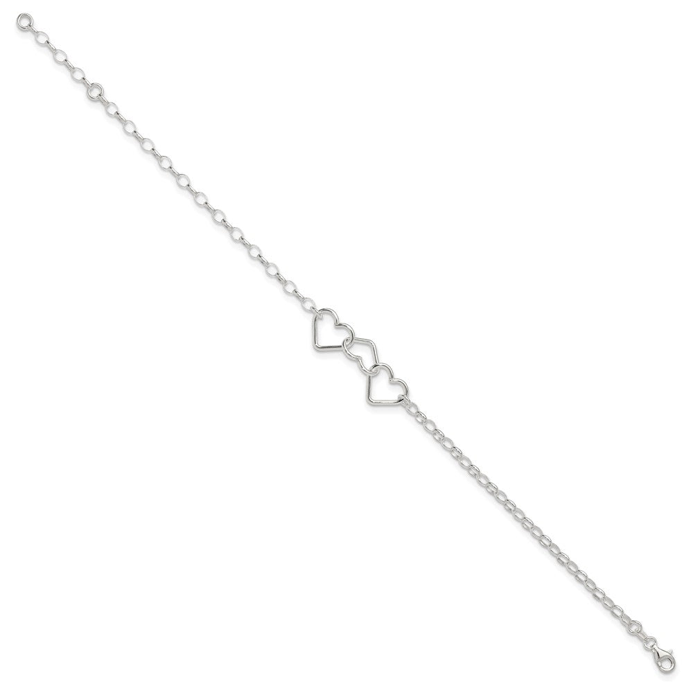 Sterling Silver Interlocking Hearts Plus Extender - Total Anklet