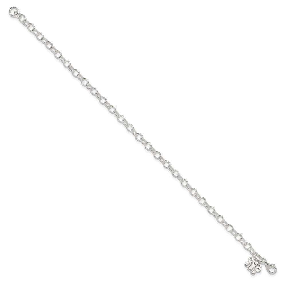 Sterling Silver Small Oval Rolo Link with Butterfly Anklet