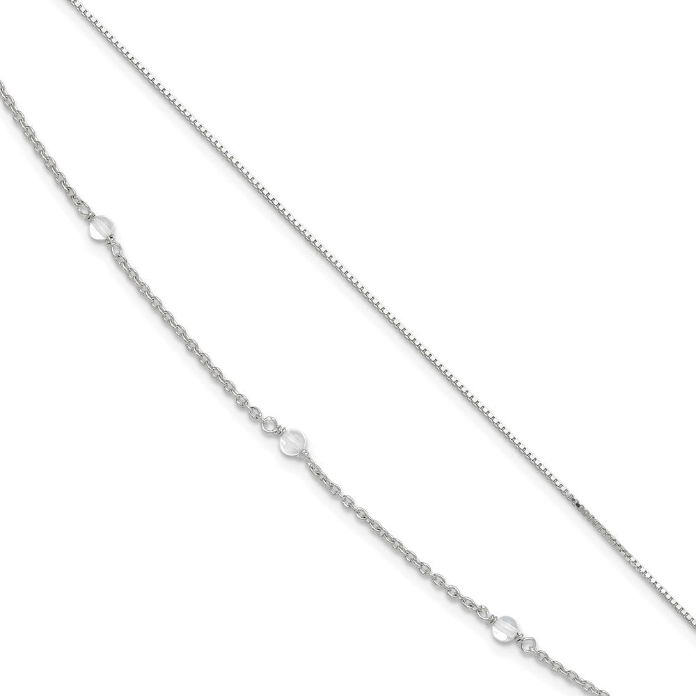 Sterling Silver Clear Crystal Beaded Anklet