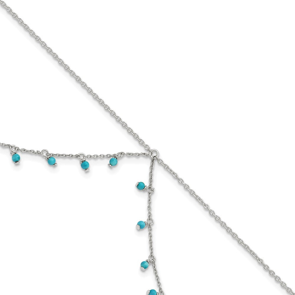 Sterling Silver Turquoise Beads Double Chain Anklet