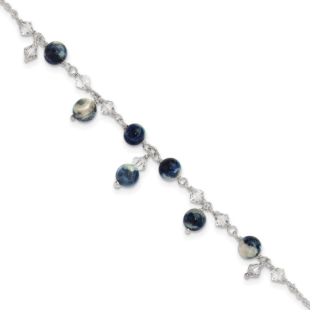 Sterling Silver Shadow Crystal & Lapis Anklet