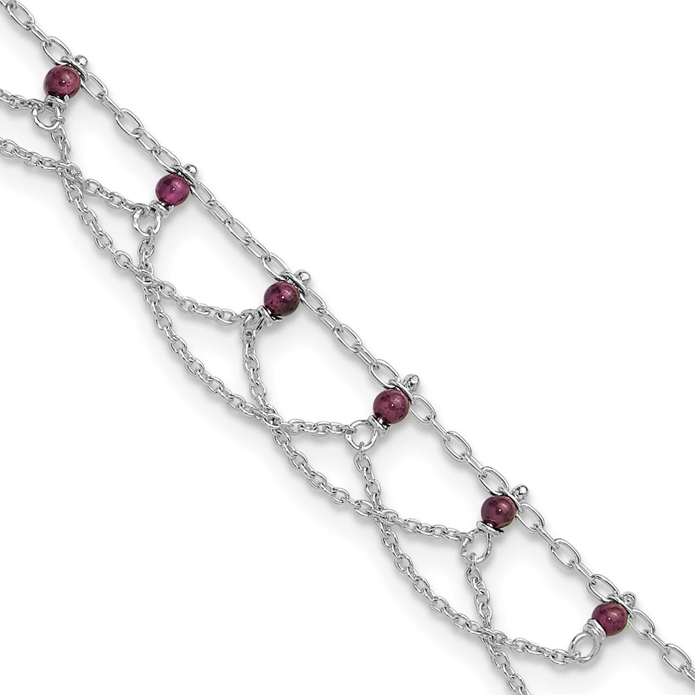 Sterling Silver Rhodolite Garnet Anklet