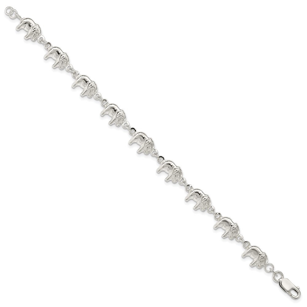 Sterling Silver Polished Elephants Bracelet