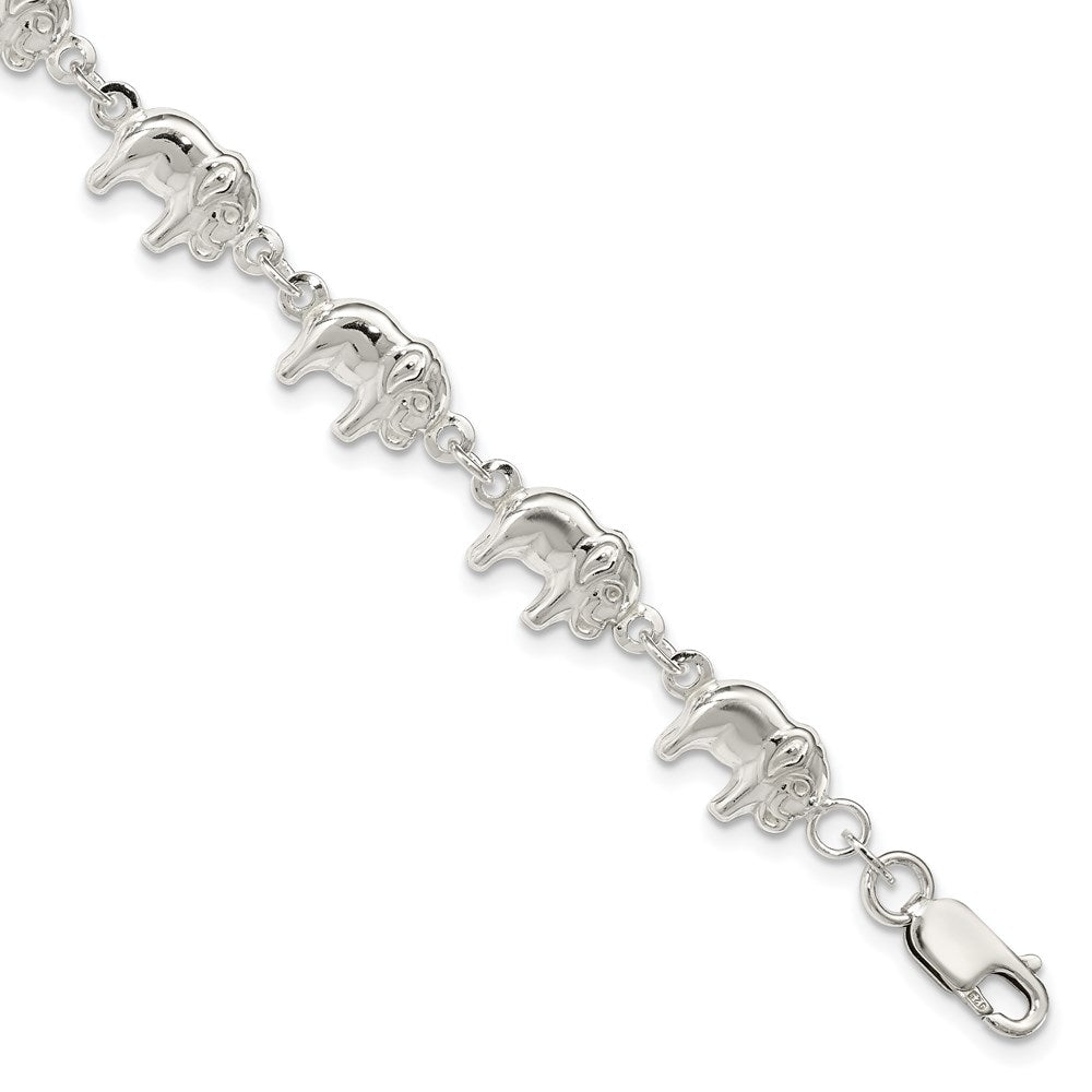 Sterling Silver Polished Elephants Bracelet