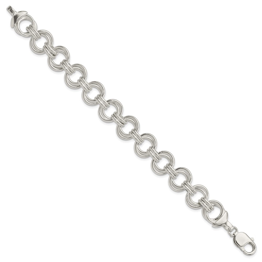 Sterling Silver Polished Fancy Double Link Bracelet