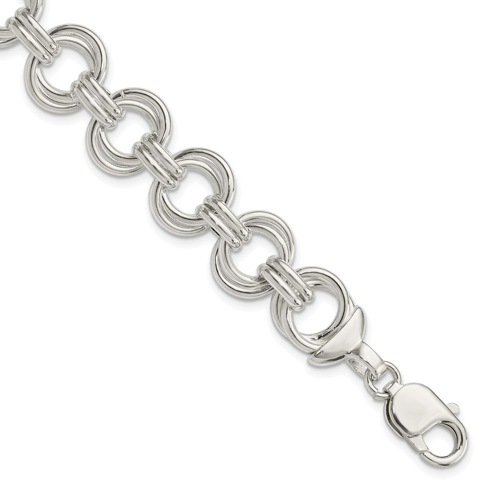 Sterling Silver Polished Fancy Double Link Bracelet