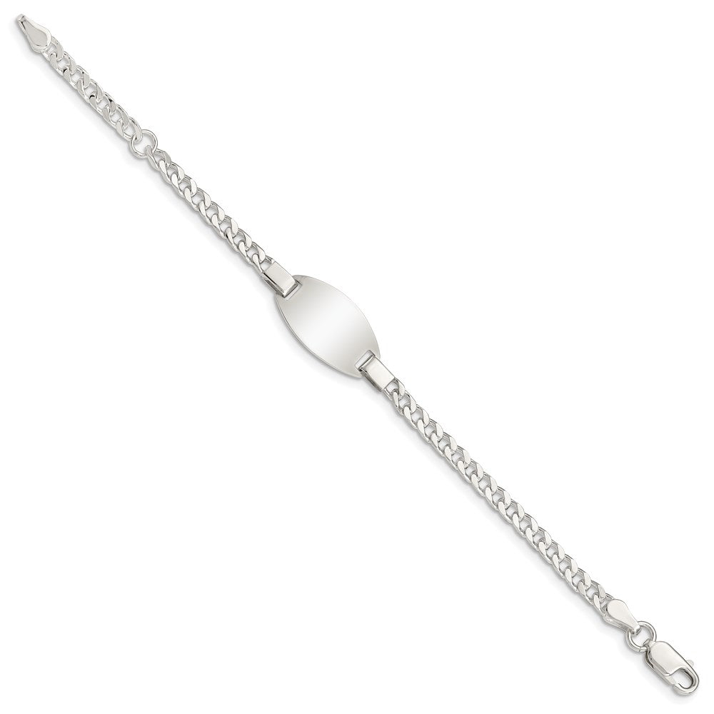Sterling Silver Engravable Curb Link 19x Oval Plate Plus Extender Childrens ID Bracelet
