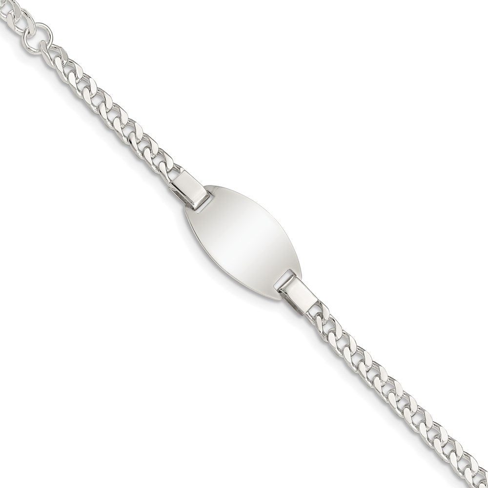 Sterling Silver Engravable Curb Link 19x Oval Plate Plus Extender Childrens ID Bracelet