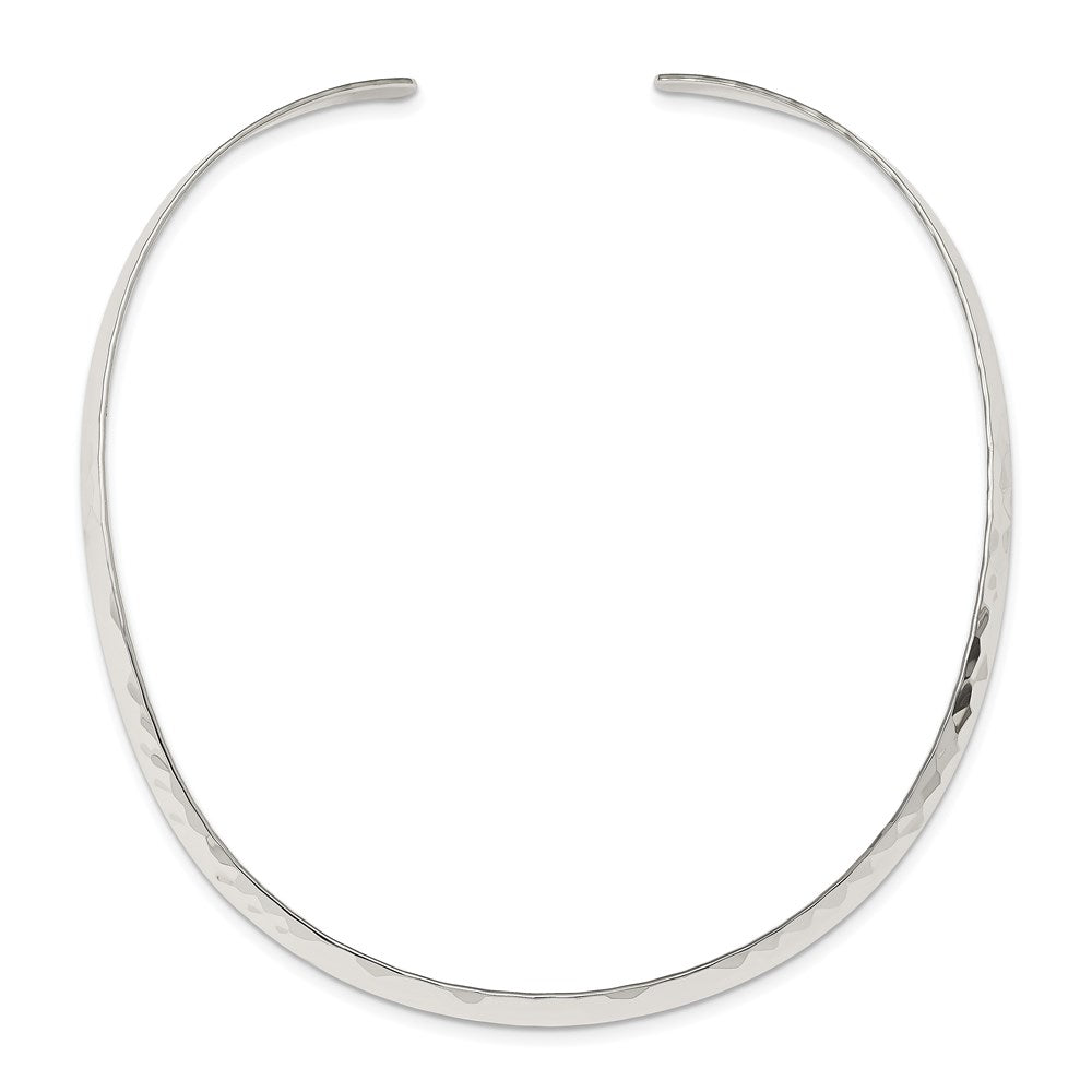 Sterling Silver Polished Hammered Neck Collar