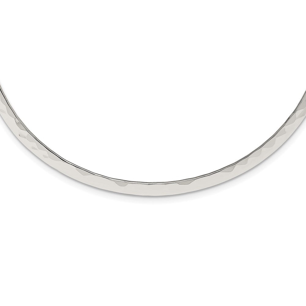 Sterling Silver Polished Hammered Neck Collar