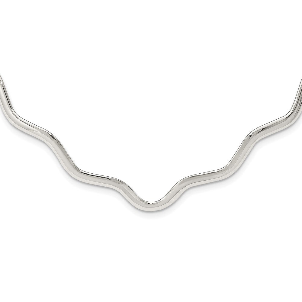 Sterling Silver Wavy V-Shape Neck Collar