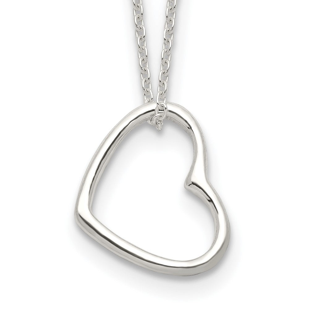 Sterling Silver Floating Heart with Extension Necklace