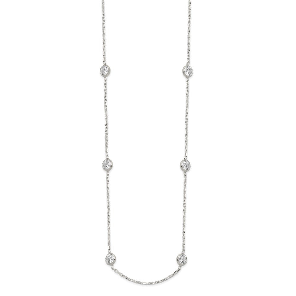Sterling Silver Bezel-set CZ 8-Station with Extension Necklace
