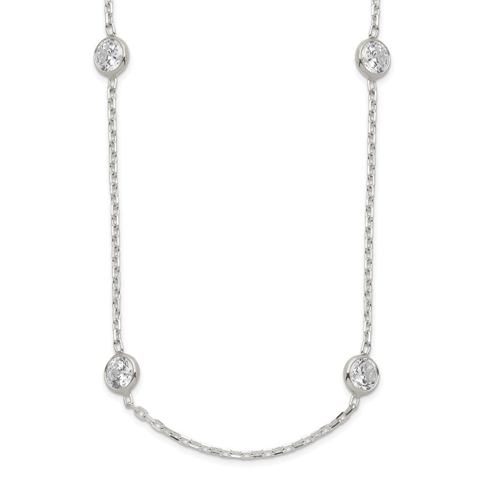 Sterling Silver Bezel-set CZ 8-Station with Extension Necklace