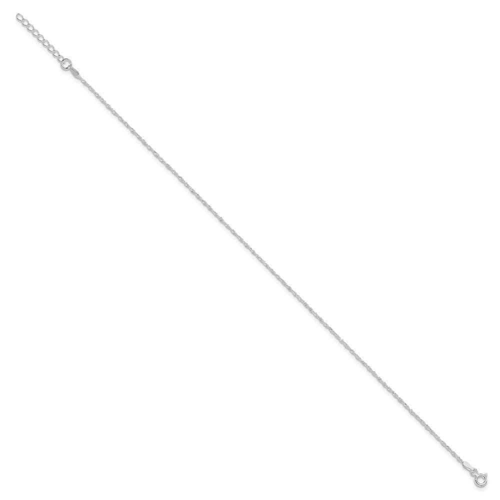 Sterling Silver Singapore Chain Plus Extender - Total Anklet