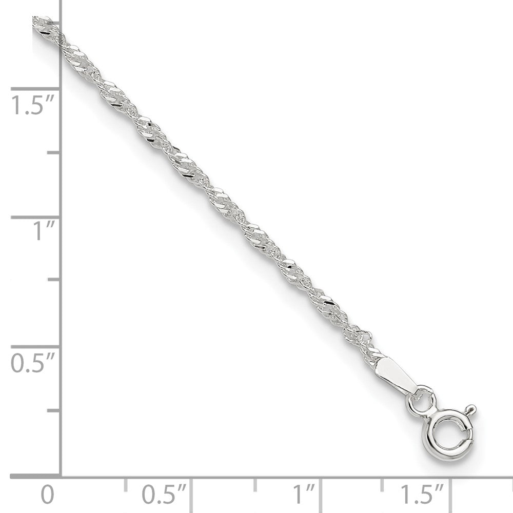 Sterling Silver Singapore Chain Plus Extender - Total Anklet