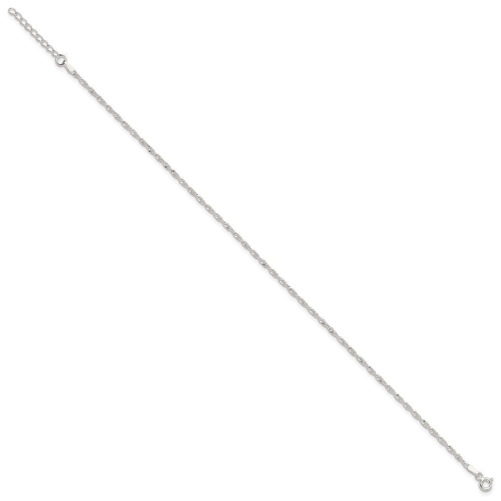 Sterling Silver Singapore Chain Plus Extender Chain - Total Anklet