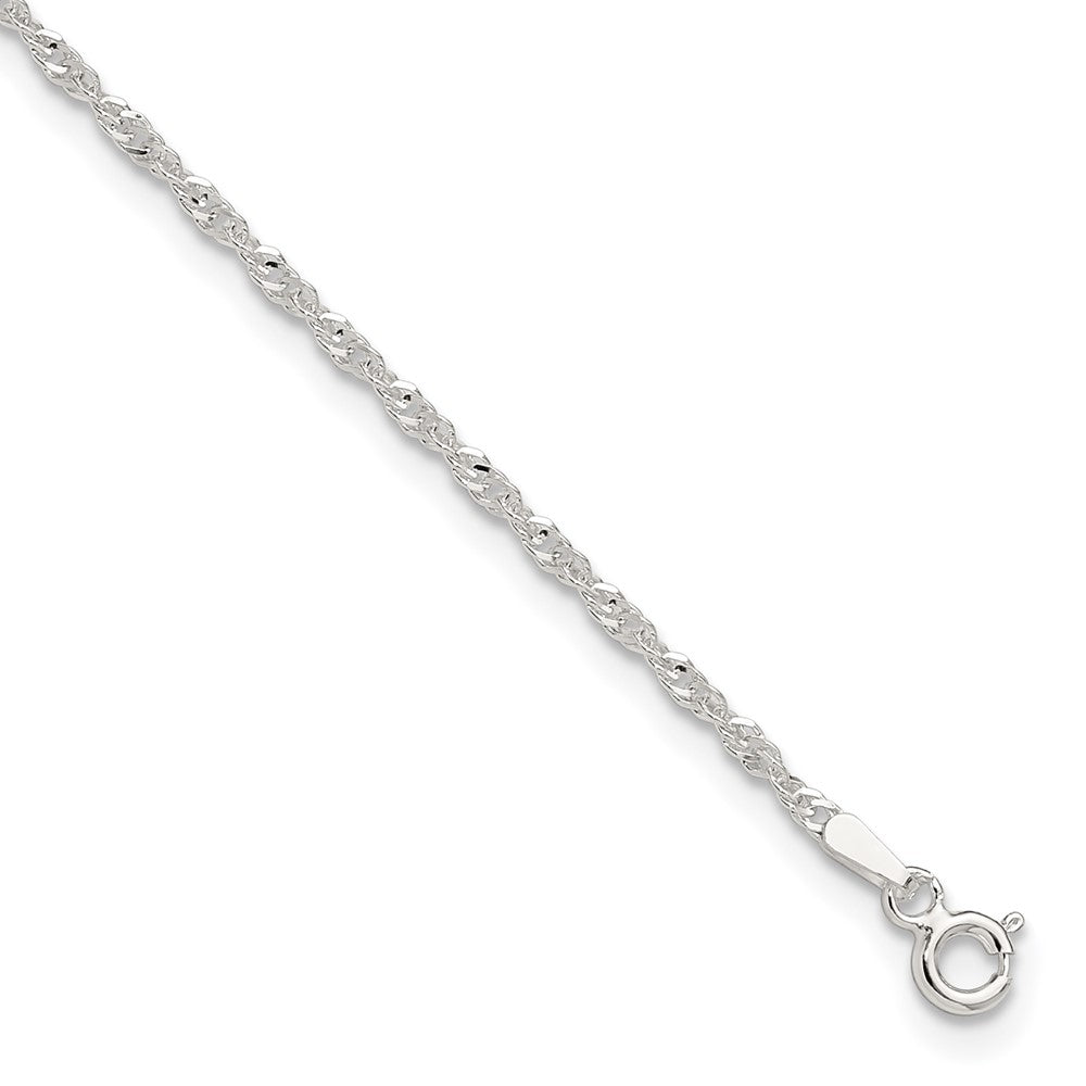 Sterling Silver Singapore Chain Plus Extender Chain - Total Anklet
