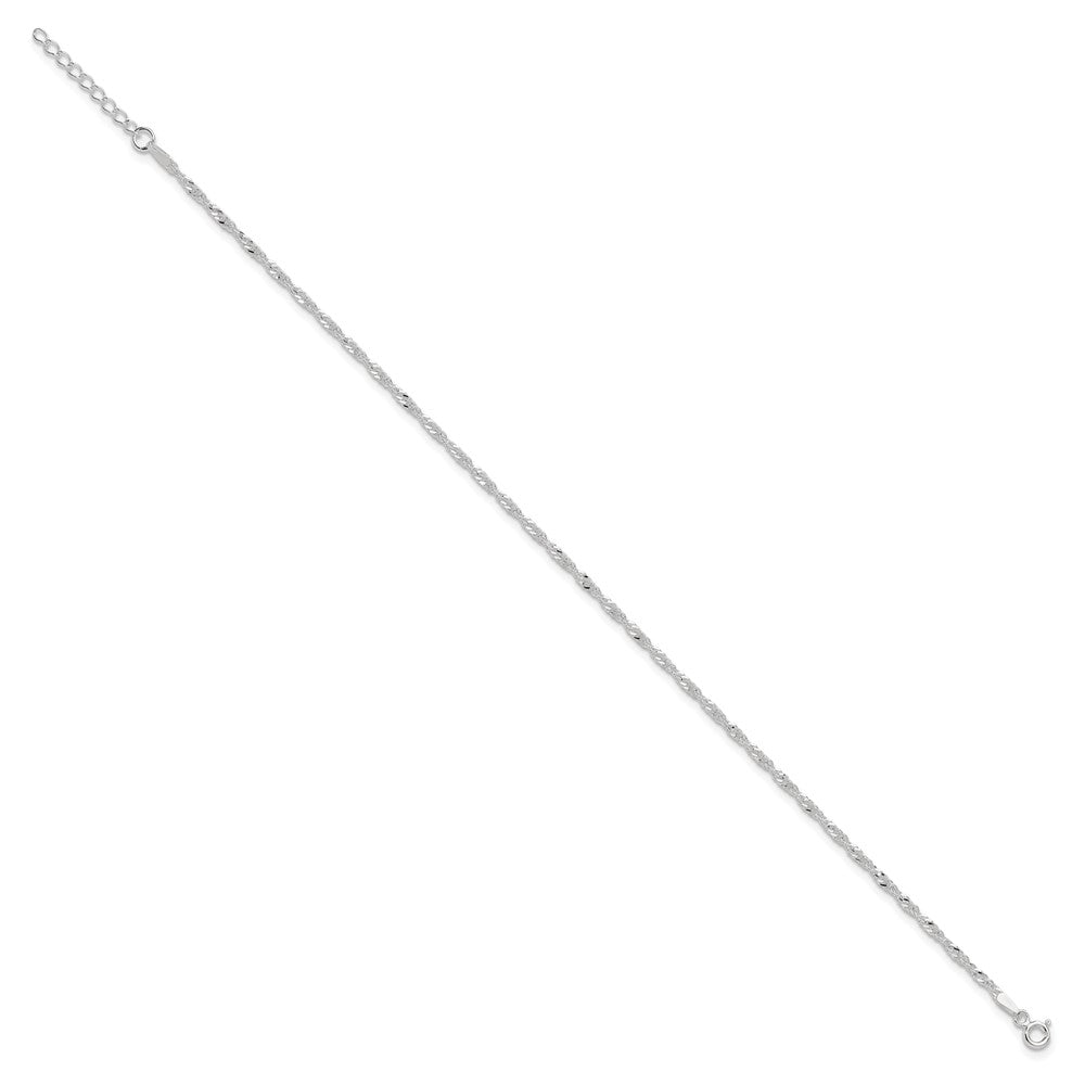 Sterling Silver Singapore Chain Plus Extender Chain - Total Anklet